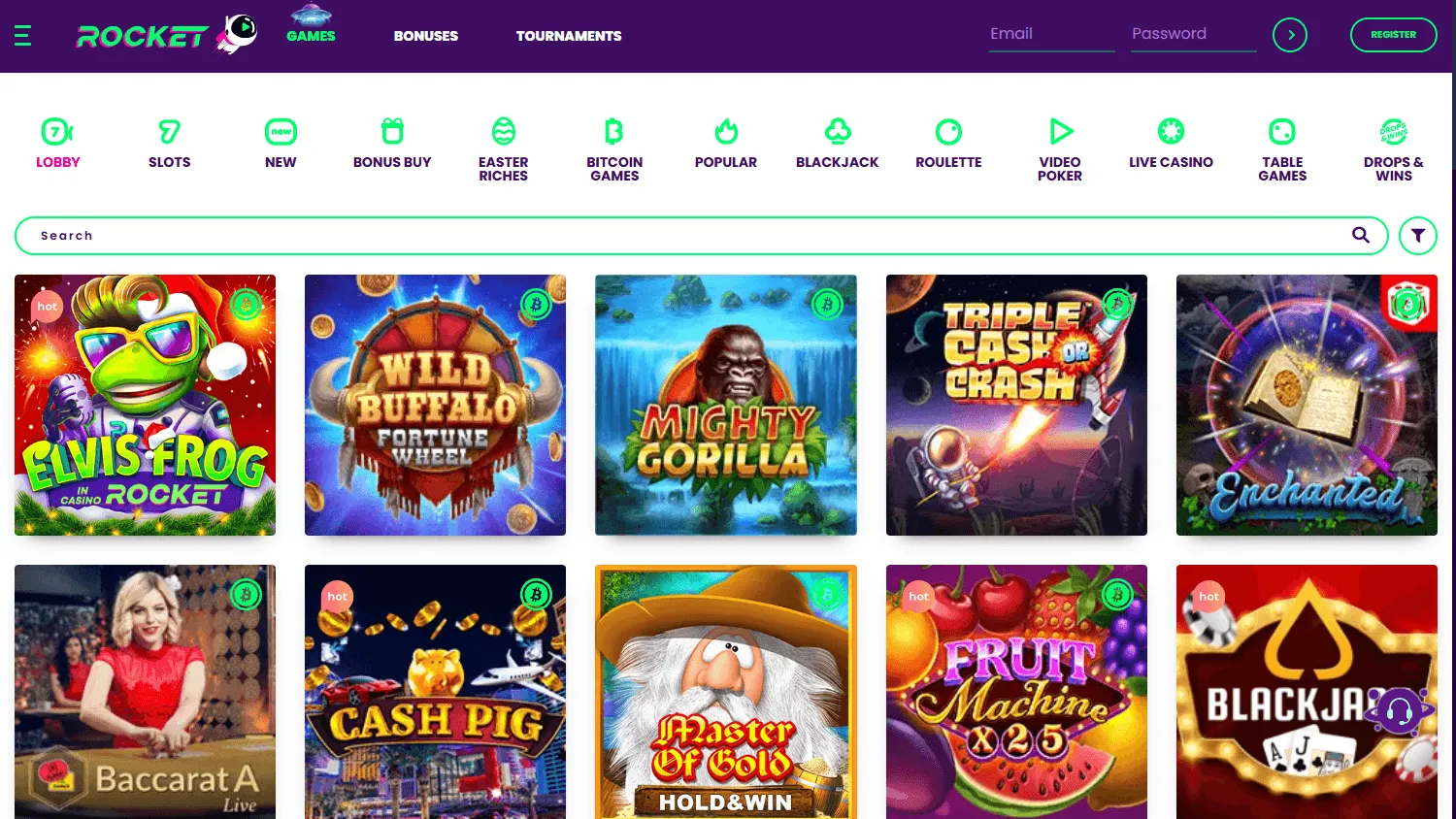 Casino Rocket desktop casino game library